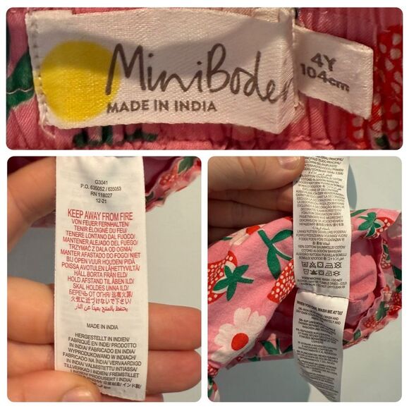 Mini Boden Girl's Woven Shorts in Pink Lemonade Strawberry | Size 4Y - Picture 6 of 7